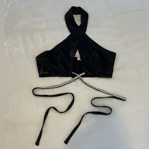 Bobbles and Lace black satin going out top
